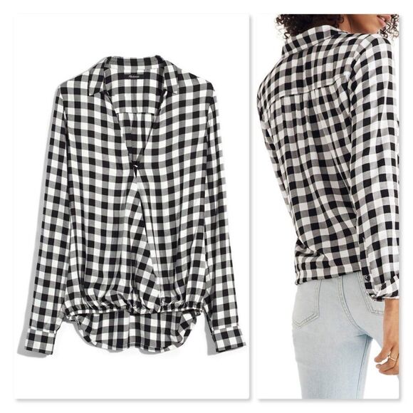 Madwell Wrap Front Shirt in Buffalo Check sz Med - Picture 2 of 8